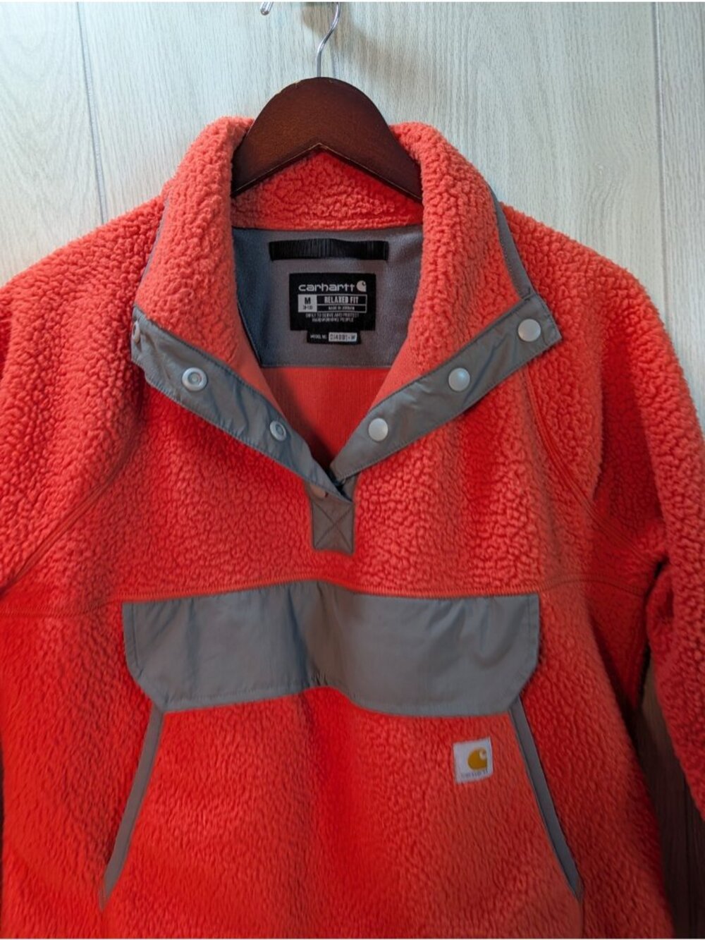 Carhartt Women's Relaxed Fit Fleece Pullover Size M 8-10 Orange DJ4991-W - Picture 2 of 6